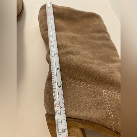 Joe Fresh Leather Suede Bootie Brown Foldable Sherpa Chunky Block Heel Boots - 9 - Picture 12 of 13